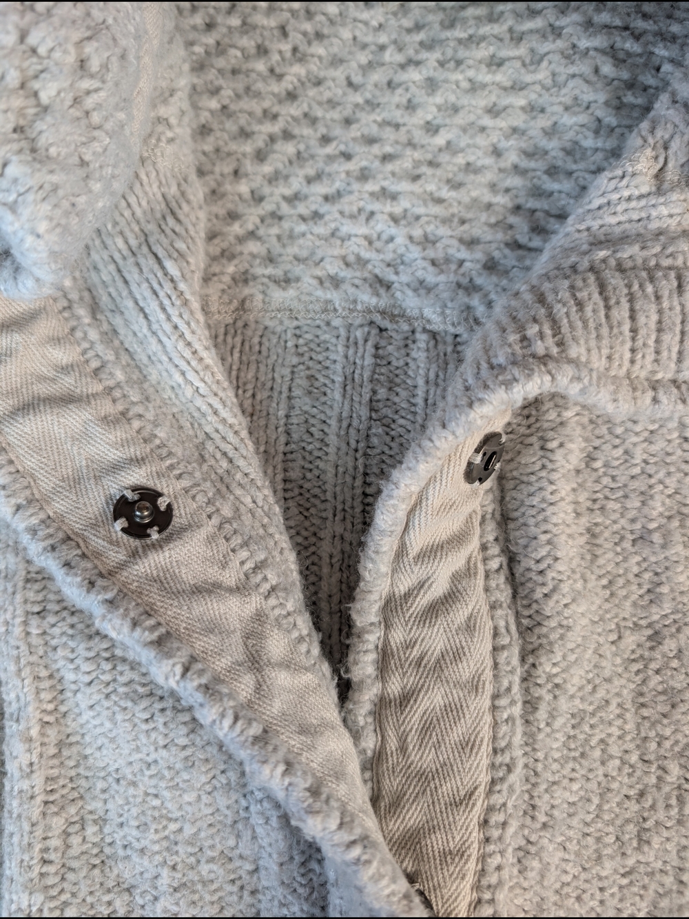 prAna Eslin Cardigan Knit Sweater Women's S Snap Button Pockets Bone White - Picture 5 of 8